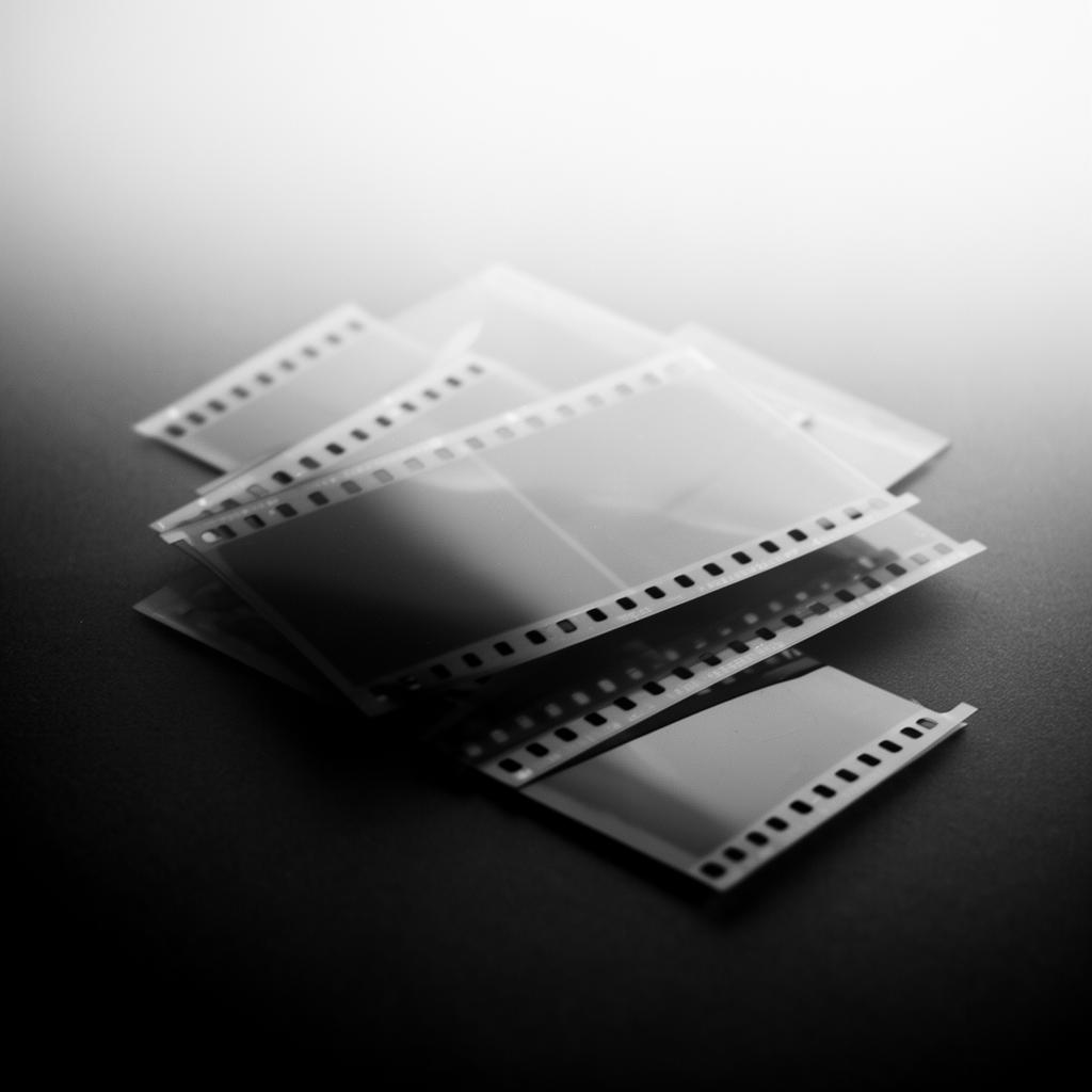 Stacked black and white film strips